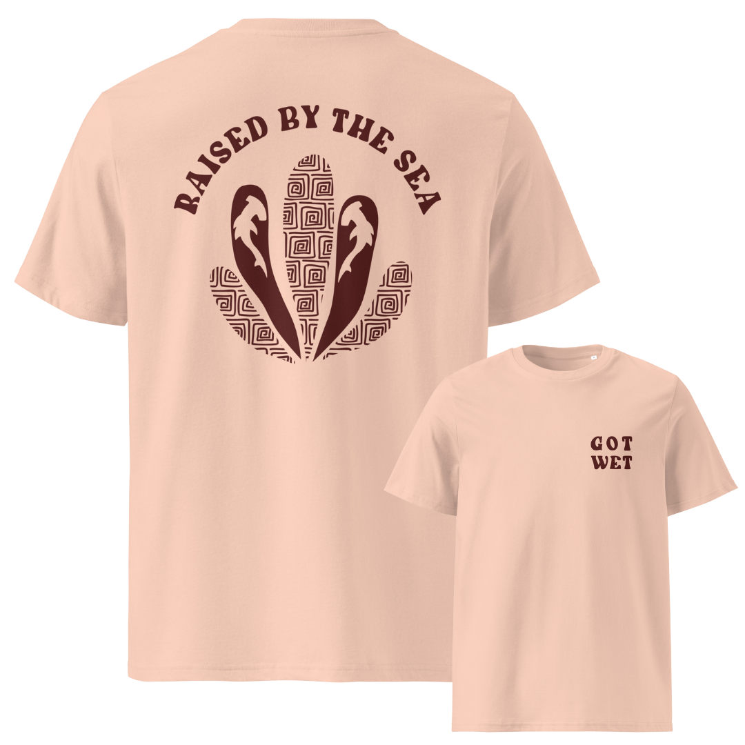 Peach Pink Surfwear T-Shirt “Raised By The Sea”