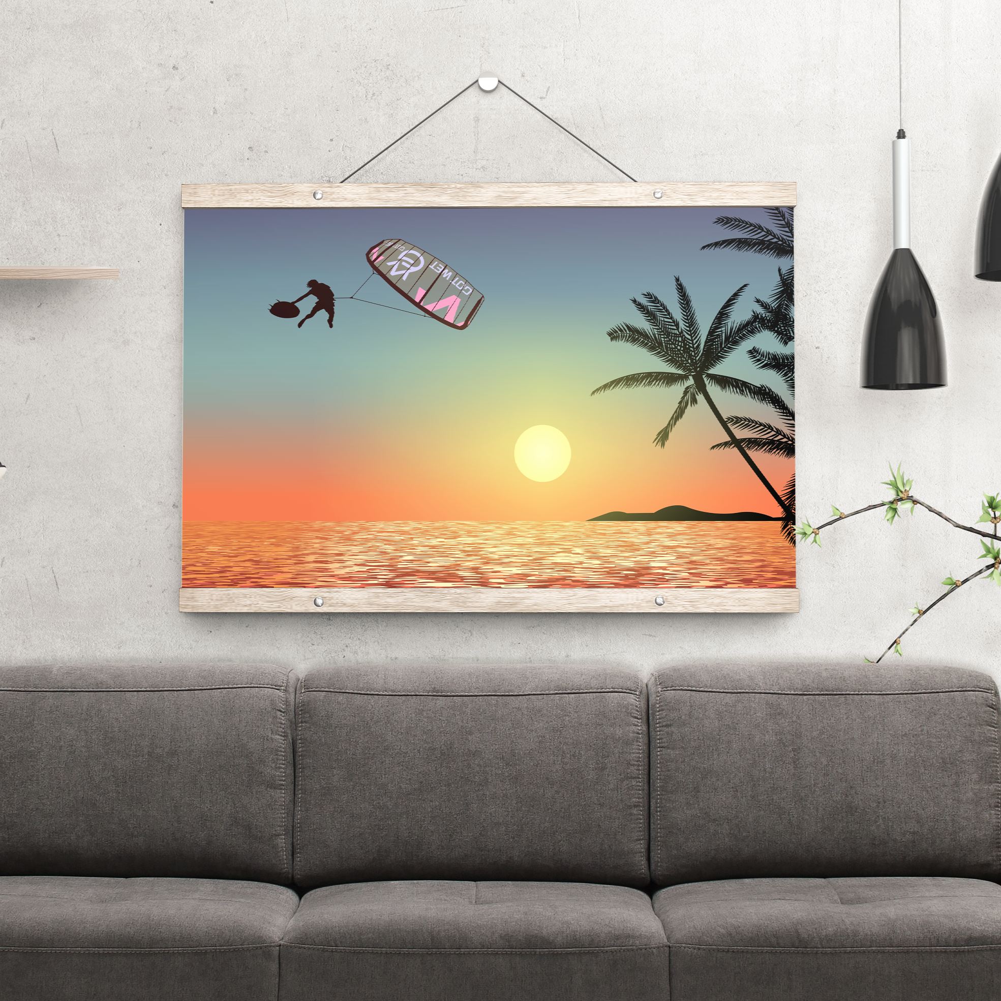 Surf Art Poster &quot;Kitesurfers Fly High&quot;
